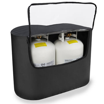 Dumble RV Propane Tank Covers - 20 lb Dual LP Tank Soft Cover with Clear Window