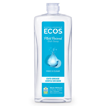 ECOS Hypoallergenic Dish Soap, Free and Clear, 25 Fl Oz