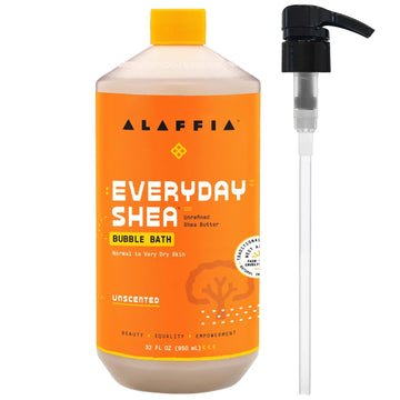 Alaffia Bubble Bath for Women, Unscented, Pump Included  Everyday Shea Butter Formula with Wild Yam, 32 Fl Oz