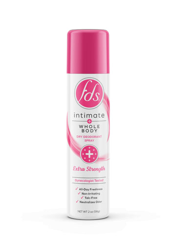 FDS Intimate + Body Dry Feminine Deodorant Spray, Extra Strength, 2 oz