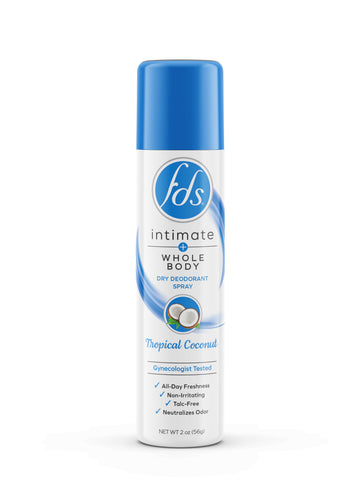FDS Intimate + Body Dry Feminine Deodorant Spray, Tropical Coconut, 2 oz