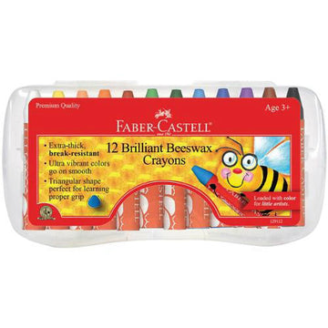 Faber-Castell Jumbo Triangular Beeswax Crayon, Assorted Color, Pack of 12