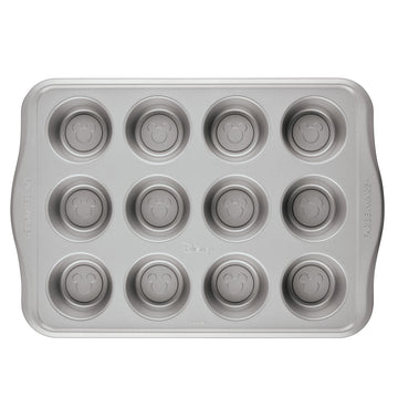 Farberware Disney Bake with Mickey Mouse 12 Cup Nonstick Muffin Pan / Cupcake Pan, Dishwasher Safe and Oven Safe to 450F, Black