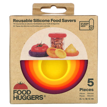 Food Huggers Reusable Silicone Food Savers , 5 Pieces