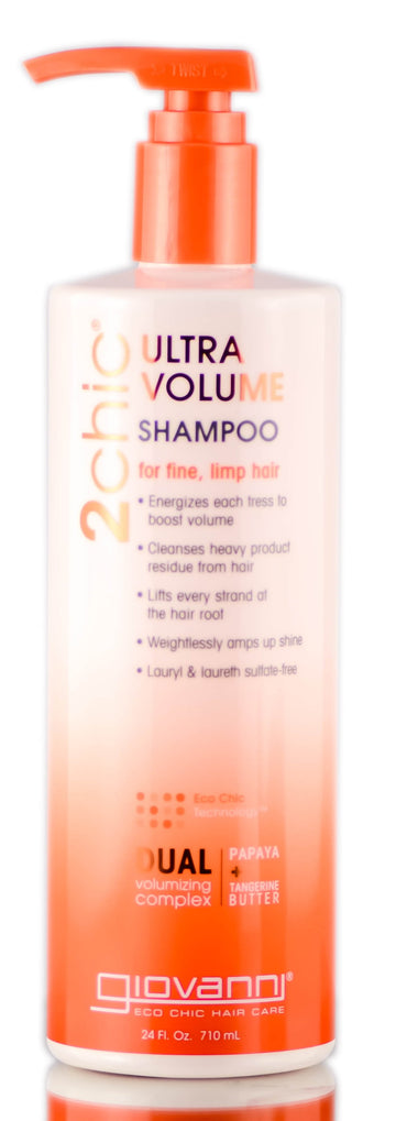 GIOVANNI 2chic Ultra Volume Shampoo 24 oz for Fine Hair Tangerine, Papaya Butter