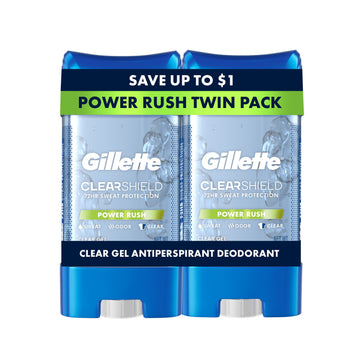 Gillette Anti-Perspirant Deodorant, Clear Gel Power Rush 3.8 oz, Twin Pack