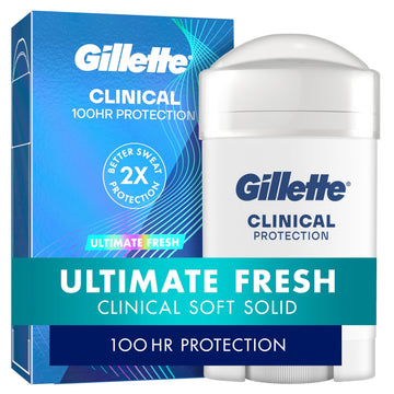 Gillette Clinical Antiperspirant Deodorant for Men, Soft Solid, Ultimate Fresh, 1.7 oz
