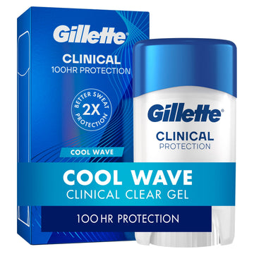 Gillette Clinical Protection Antiperspirant Deodorant for Men, Clear Gel, Cool Wave, 1.6oz