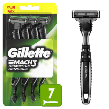 Gillette Mach3 Sensitive Men's Disposable Razors, 7 Count