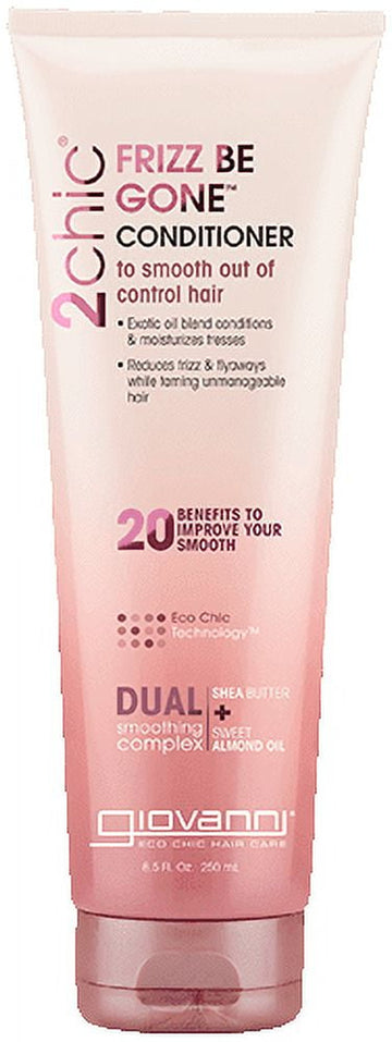Giovanni 2chic Frizz Be Gone Conditioner with Shea Butter, Sweet Almond Oil, Jojoba, No Parabens, Sulfate Free, 8.5 oz