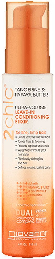 Giovanni, 2chic, Ultra-Volume Leave-In Conditioning Elixir, for Fine, Limp Hair, Tangerine & Papaya Butter, 4 fl oz.
