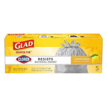 Glad with Clorox Tall Kitchen Quick-Tie Bags Lemon Fresh Bleach Scent