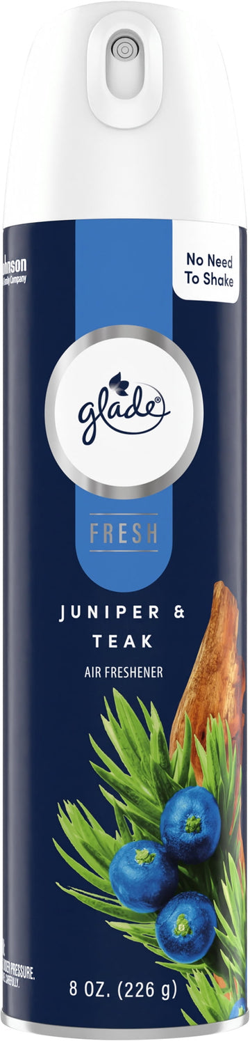 Glade Air Freshener Spray, Juniper & Teak, Fresh Collection, Fragrance Infused with Essential Oils, 100% Natural Propellent, 8 oz