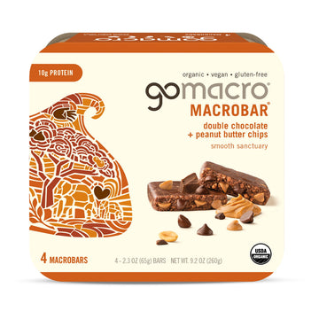 GoMacro MacroBar Organic Vegan Protein Bars - Double Chocolate + Peanut Butter Chips (4 Count)