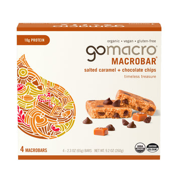GoMacro Salted Caramel + Chocolate Chips MacroBar 10 grams 4 Count Multipack
