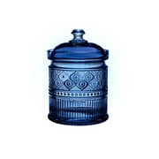 Godinger Canister Storage Container, Non Leaded Crystal Storage Canister Blue - 4X6