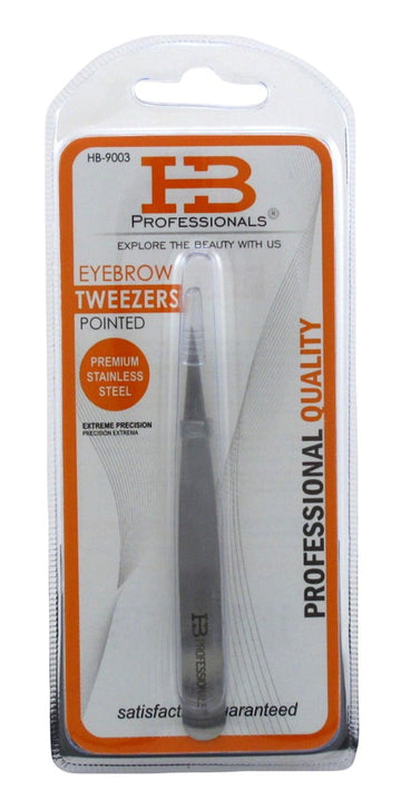 HB Professional Eyebrow Tweezers Pointed Stainless Steel (Pack of 3)