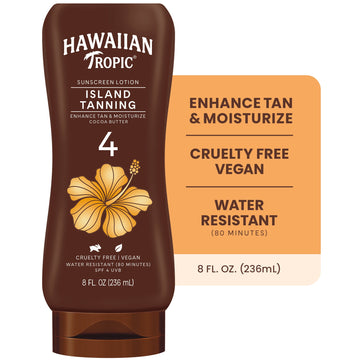 Hawaiian Tropic Island Tanning Lotion Sunscreen, 4 SPF, 8 fl oz, Adult & Teen Tanning Lotion