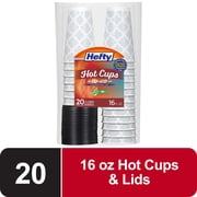 Hefty Disposable Coffee Cups with Lids, 16 ounce, 20 Count