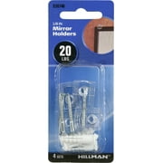 Hillman 536140 1/8" Plastic Mirror Hanger Clip (With Screws & Anchors), 4 Pieces