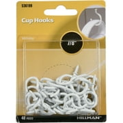 Hillman 536198 Cup Hooks, Screw Hooks, White Finish (7/8"), 40 Pack
