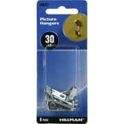Hillman Conventional Picture Hangers, Steel, Zinc Finish(30lb) 6 Pack