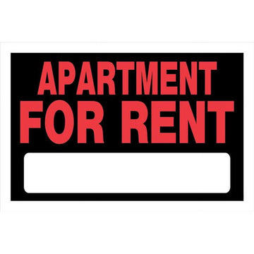 Hillman Group 839922 8 x 12 in. Red & Black Plastic Apartment for Rent Sign
