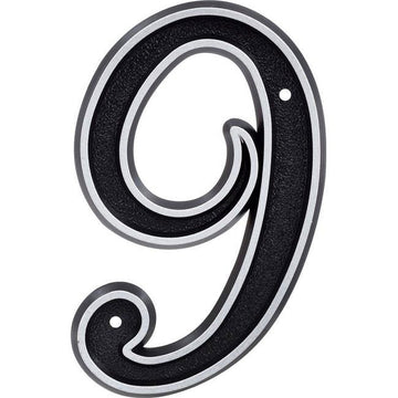 Hillman Group 845901 6 in. Gray & Black Reflective Plastic House Number - 9