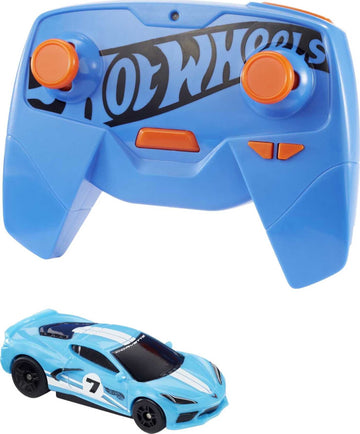 Hot Wheels Remote Control Car 1:64 Scale C8 Corvette RC Toy Vehicle, Gift for Kids 6 Years Old & Up