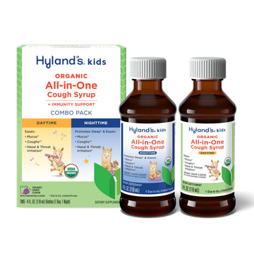 Hyland's Kids Organic All-in-One Cough Syrup, Ages 1-12, Day & Night Combo Pack, Grape, 8 fl oz