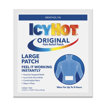 Icy Hot Original Pain Relief Patch, Large Size Comfortable Fabric Patches With Menthol 5%, Ice and Heat Contrast Therapy for Backaches, Joints, Muscle Strains and Arthritis, 12 ct.