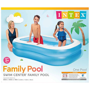 Intex: Swim Center Family Pool - 80 x 60 x 19" - Blue - Inflatable Pool, Splash & Wade Backyard Water Play, Vinyl, Wide Side Walls, 143 Gal, Kids 3+