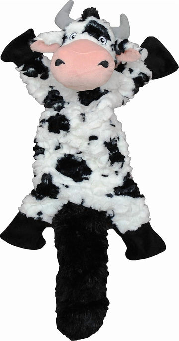Jolly Pets Fat Tails Tug to Squeak and Crinkles Large Cow Dog Toy