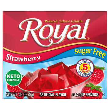 Jel Sert Royal Gelatin Strawberry Flavor, Sugar Free, .32 oz Box