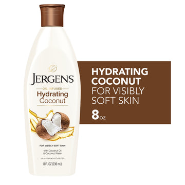 Jergens Hand and Body Lotion, Hydrating Coconut Body Lotion, 8 Oz
