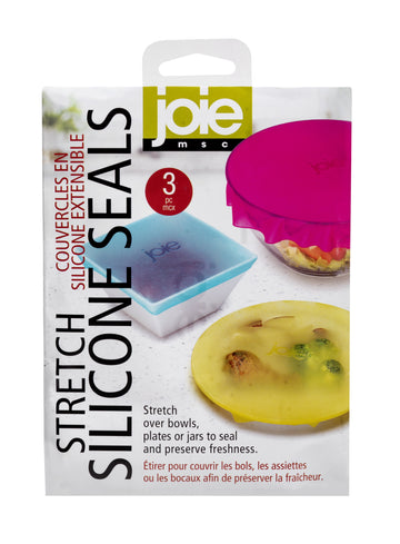 Joie Stretch Silicone Seals, Variety Pack of 3 Reusable Silicone Food Covers in Assorted Colors