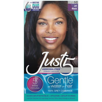 Just 5 Women's Five Minute Permanent Hair Color, No Drip Formula, Shade J-50 Jet Black, 1 Pack