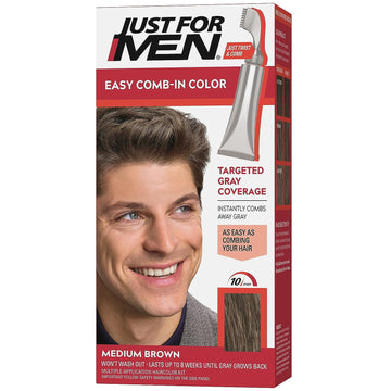 Just For Men Easy Comb-in Hair Color for Men with Applicator, Medium Brown, A-35