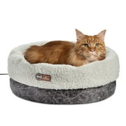K&H Pet Products Thermo-Snuggle Cup Bomber - Indoor Heated Cat Bed Gray 18 X 14 Inches