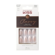 KISS Classy French Tip Press On Nails, Silk Dress, White, Medium Coffin, 28 Count