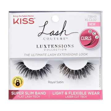 Kiss Lash Couture Luxtension False Eyelashes, Strip Lashes, Royal Silk, Black, 10mm, 1 Pair