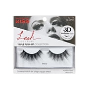 Kiss Lash Couture Triple Push-Up False Eyelashes, Strip Lashes, Teddy, Black,  12mm, 1 Pair
