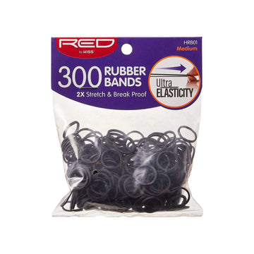 KISS Red Rubber Bands Stretch & Break Proof Ultra-Elastic, 300 Count
