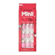 Impress Mini Press On Nails for Kids, No Glue Needed, 'Super Duper', Pink, Squoval, 20 Count
