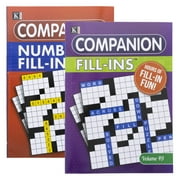 Kappa Companion Fill-Ins Puzzle Book 2 Titles, Game Activity Books for Adults Teens, Training Learning, 48-Pack