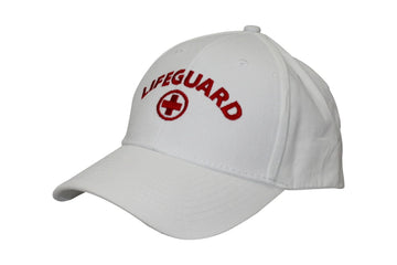 Kemp USA 11" White and Red Kemp USA Low Profile Lifeguard and Cross Logo Cap with Embroidery