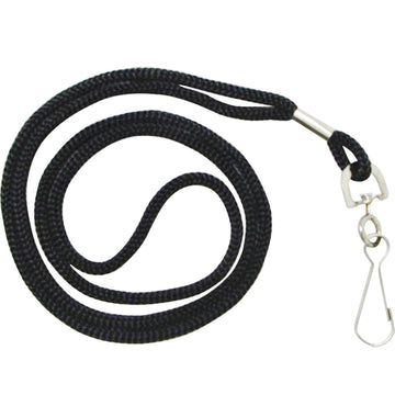 Kemp USA 20" Black and Silver Economy Rope Lanyard