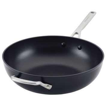 KitchenAid Hard-Anodized 12.25 Inch Induction Nonstick Stir Fry Pan / Wok with Helper Handle, Dishwasher Safe and Oven Safe to 500F, Matte Black