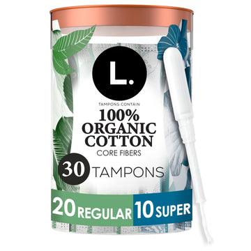 L. Organic Cotton Regular and Super Absorbency Tampons Multipack, 30 Count