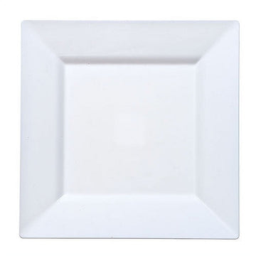 Lillian Plastic Dinnerware, Square Plastic Plate, Pearl, 9.5", 10 Ct